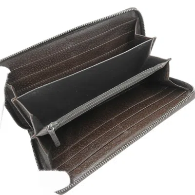 Pre-owned Gucci Beige Brown Canvas Leather Long Wallet (bi-fold) () In Multi