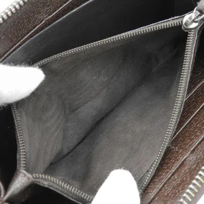 Pre-owned Gucci Beige Brown Canvas Leather Long Wallet (bi-fold) () In Multi