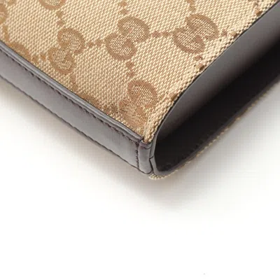 Pre-owned Gucci Beige Brown Canvas Leather Shoulder Bag () In Multi