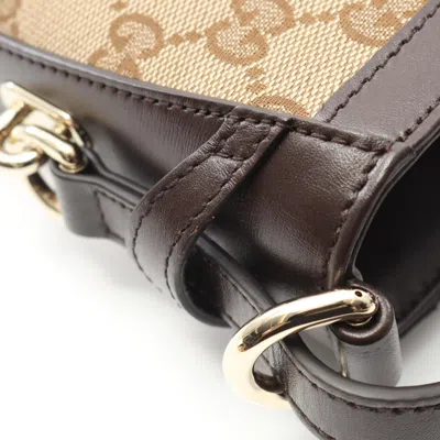 Pre-owned Gucci Beige Brown Canvas Leather Shoulder Bag () In Multi