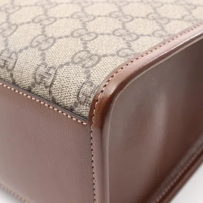 Pre-owned Gucci Beige Brown Coated Canvas Tote Bag () In Multi
