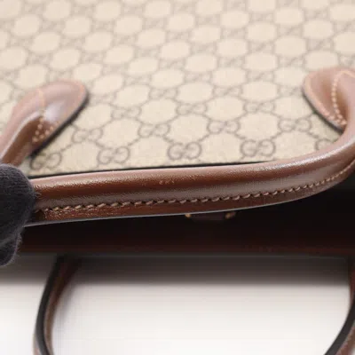 Pre-owned Gucci Beige Brown Coated Canvas Tote Bag () In Multi