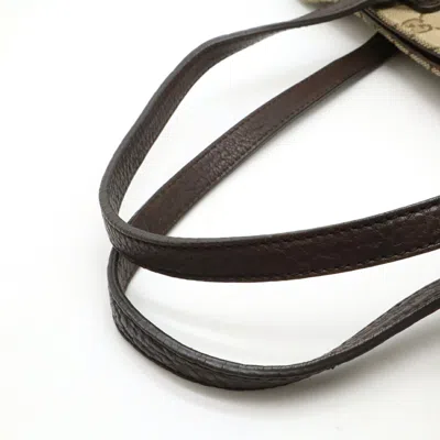 Pre-owned Gucci Beige Brown Dark Brown Khaki Gg Canvas Leather Shoulder Bag Tote Bag ()