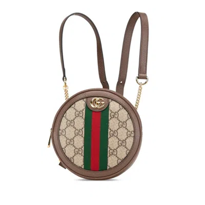 Pre-owned Gucci Beige Brown Pvc Leather Backpack () In Multi