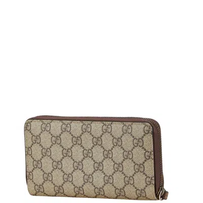 Pre-owned Gucci Beige Brown Pvc Leather Long Wallet (bi-fold) () In Multi