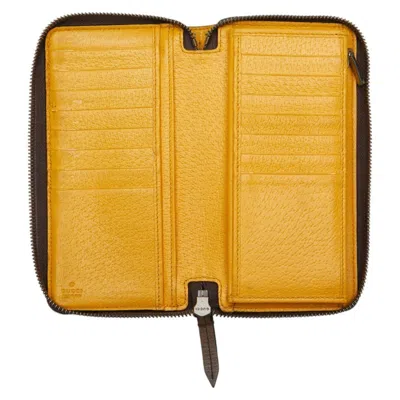 Pre-owned Gucci Beige Brown Pvc Leather Long Wallet (bi-fold) () In Multi