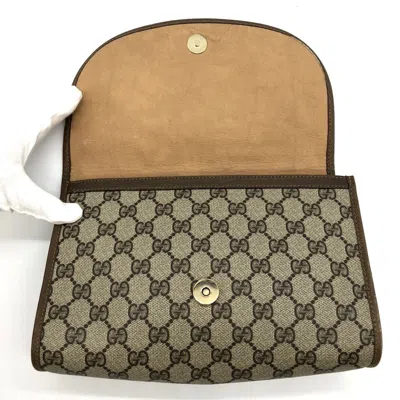 Pre-owned Gucci Beige Gg Supreme Canvas Clutch Bag Pouch () In Sand