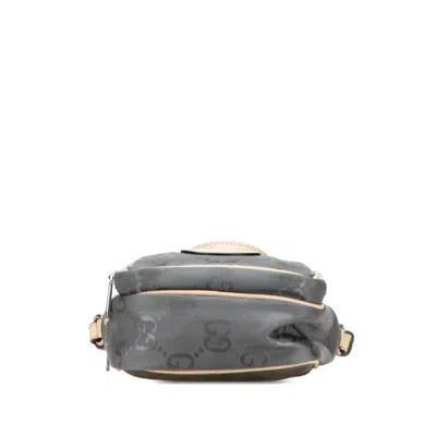 Pre-owned Gucci Beige Gray Nylon Leather Handbag Shoulder Bag ()