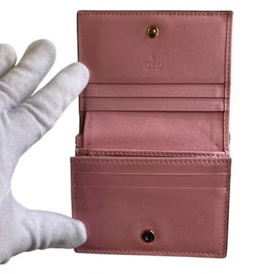Pre-owned Gucci Beige Pink Gg Supreme Canvas Wallet (bi-fold) () In Multi