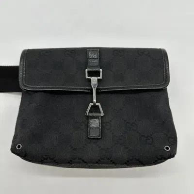 Pre-owned Gucci Black Gg Canvas Fanny Pack Sling Bag ()