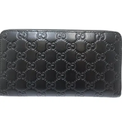 Pre-owned Gucci Black Leather Long Wallet (bi-fold) ()