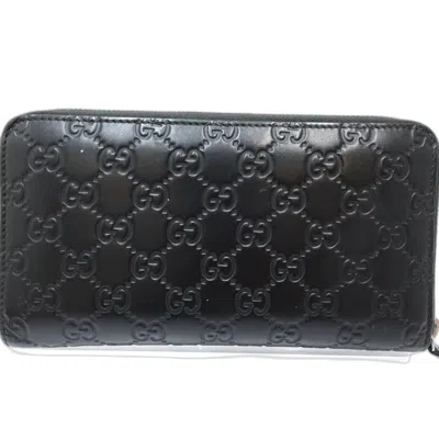Pre-owned Gucci Black Leather Long Wallet (bi-fold) ()