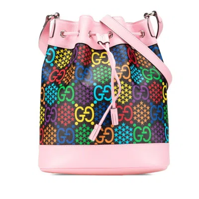 Pre-owned Gucci Black Multi-color Pink Pvc Leather Shoulder Bag ()
