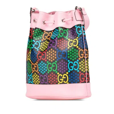 Pre-owned Gucci Black Multi-color Pink Pvc Leather Shoulder Bag ()