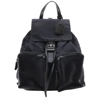 Pre-owned Gucci Black Nylon Canvas Leather Backpack ()