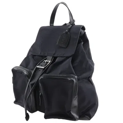 Pre-owned Gucci Black Nylon Canvas Leather Backpack ()