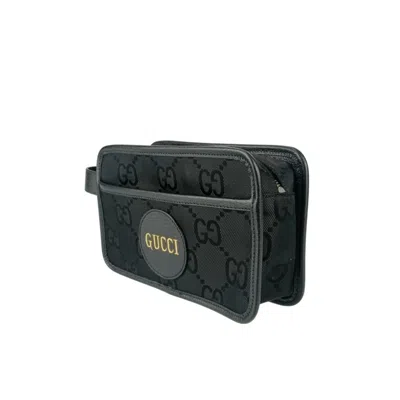 Pre-owned Gucci Black Nylon Canvas Leather Clutch Bag Handbag Pouch ()