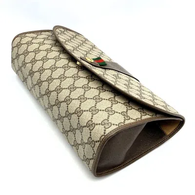 Pre-owned Gucci Brown Gg Supreme Canvas Pvc Clutch Bag ()