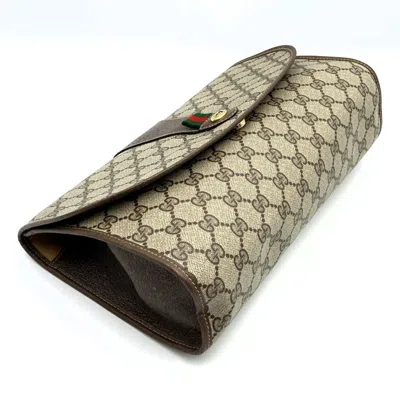 Pre-owned Gucci Brown Gg Supreme Canvas Pvc Clutch Bag ()