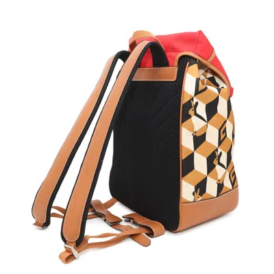 Pre-owned Gucci Brown Red Color Nylon Leather Backpack () In Multi