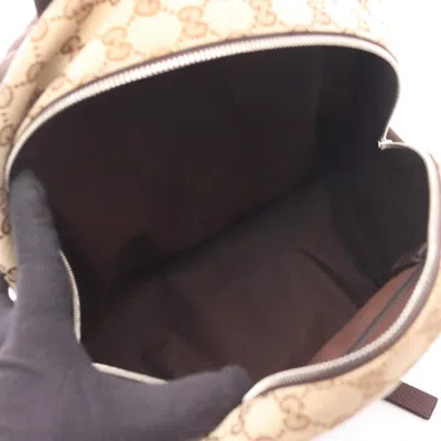 Pre-owned Gucci Gg Canvas Beige Brown Gg Canvas Leather Backpack () In Multi