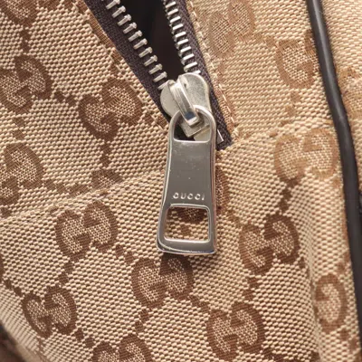 Pre-owned Gucci Gg Canvas Beige Brown Gg Canvas Leather Backpack () In Multi