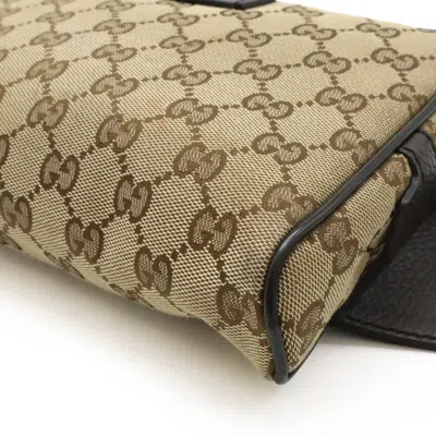 Pre-owned Gucci Gg Canvas Beige Dark Brown Gg Canvas Leather Pouch Sling Bag () In Multi