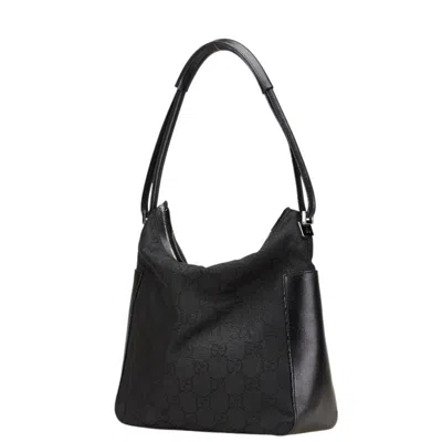 Pre-owned Gucci Gg Canvas Black Canvas Leather Shoulder Bag Tote Bag ()