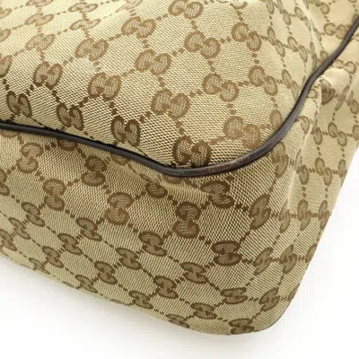Pre-owned Gucci Gg Canvas Brown Khaki Gg Canvas Leather Shoulder Bag Tote Bag () In Multi
