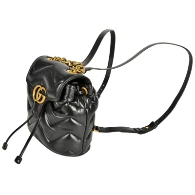 Pre-owned Gucci Gg Marmont Black Leather Backpack ()