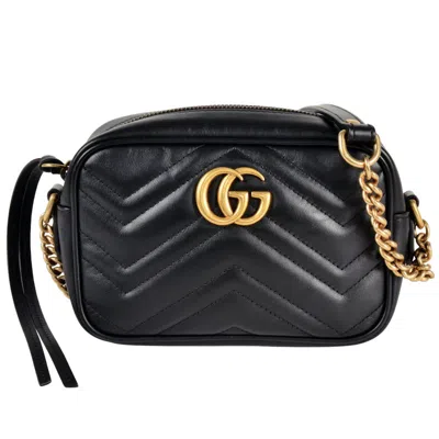 Pre-owned Gucci Gg Marmont Black Leather Shoulder Bag ()