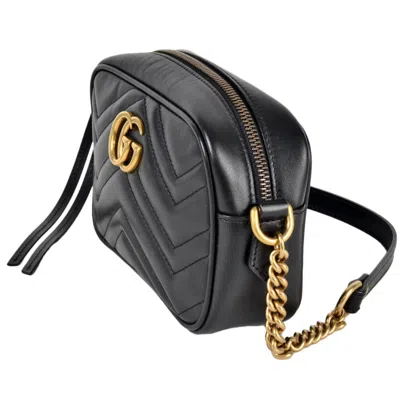 Pre-owned Gucci Gg Marmont Black Leather Shoulder Bag ()