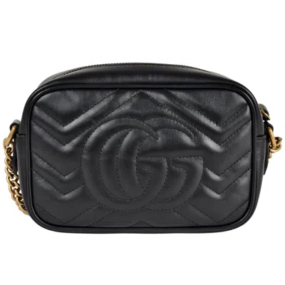 Pre-owned Gucci Gg Marmont Black Leather Shoulder Bag ()