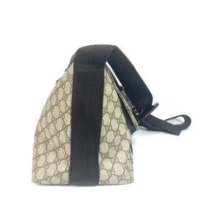 Pre-owned Gucci Gg Plus Beige Dark Brown Gg Supreme Leather Messenger Bag Shoulder Bag () In Multi