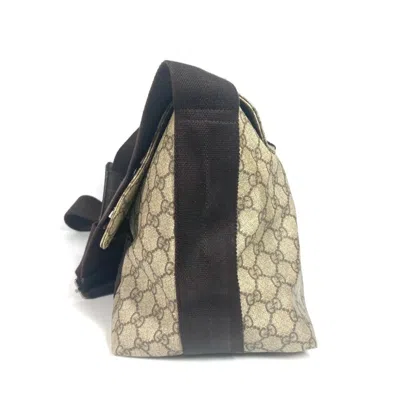 Pre-owned Gucci Gg Plus Beige Dark Brown Gg Supreme Leather Messenger Bag Shoulder Bag () In Multi