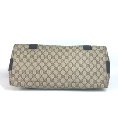 Pre-owned Gucci Gg Plus Beige Dark Brown Gg Supreme Leather Messenger Bag Shoulder Bag () In Multi