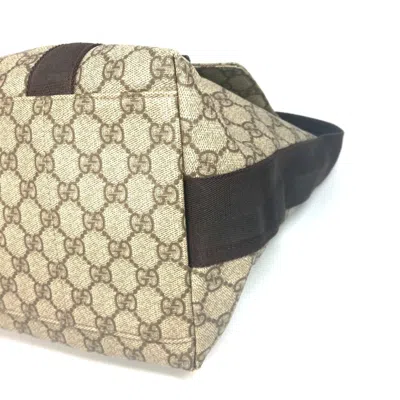 Pre-owned Gucci Gg Plus Beige Dark Brown Gg Supreme Leather Messenger Bag Shoulder Bag () In Multi