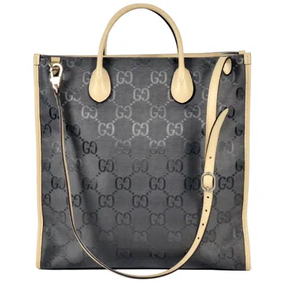 Pre-owned Gucci Gray Nylon Leather Tote Bag ()