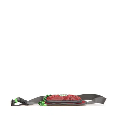 Pre-owned Gucci Gray Red Color Nylon Rubber Fanny Pack Sling Bag ()