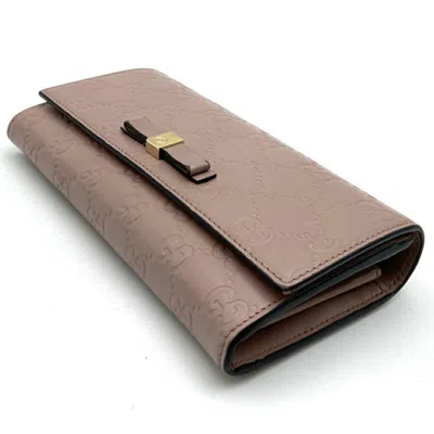Pre-owned Gucci Pink Leather Long Wallet (bi-fold) ()