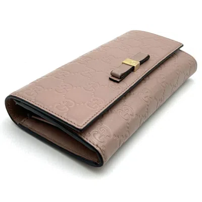 Pre-owned Gucci Pink Leather Long Wallet (bi-fold) ()