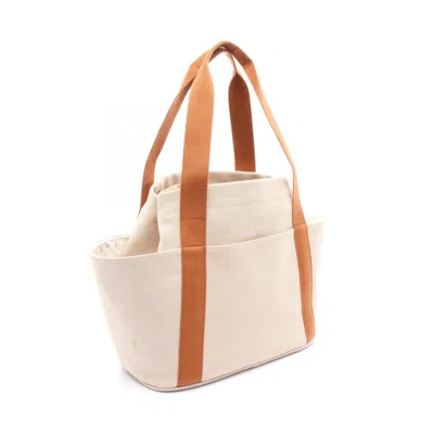 Pre-owned Hermes Beige Brown Canvas Toile H Tote Bag () In Multi