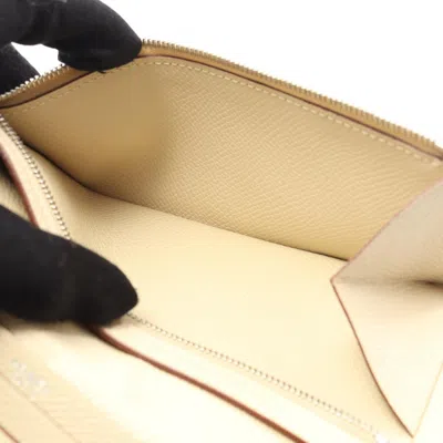 Pre-owned Hermes Beige Epsom Leather Long Wallet (bi-fold) () In Sand