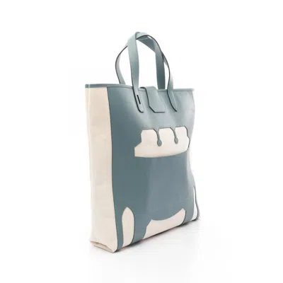 Pre-owned Hermes Beige Green Evercalf Leather Tote Bag () In Multi