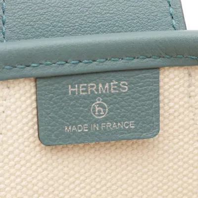 Pre-owned Hermes Beige Green Evercalf Leather Tote Bag () In Multi