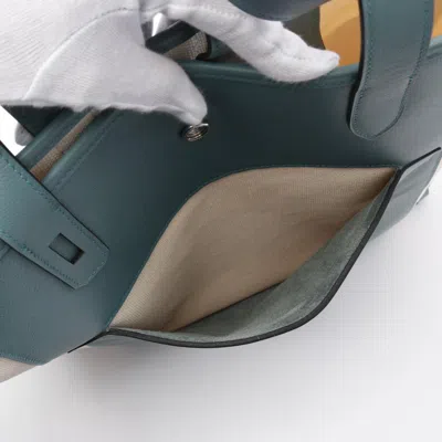 Pre-owned Hermes Beige Green Evercalf Leather Tote Bag () In Multi