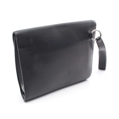 Pre-owned Hermes Black Evercalf Leather Clutch Bag ()