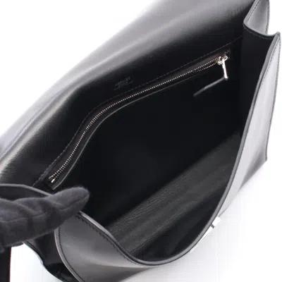 Pre-owned Hermes Black Evercalf Leather Clutch Bag ()