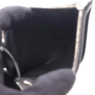 Pre-owned Hermes Black Taurillon Clemence Leather Coin Purse/coin Case ()