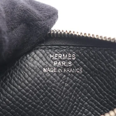 Pre-owned Hermes Black Taurillon Clemence Leather Coin Purse/coin Case ()